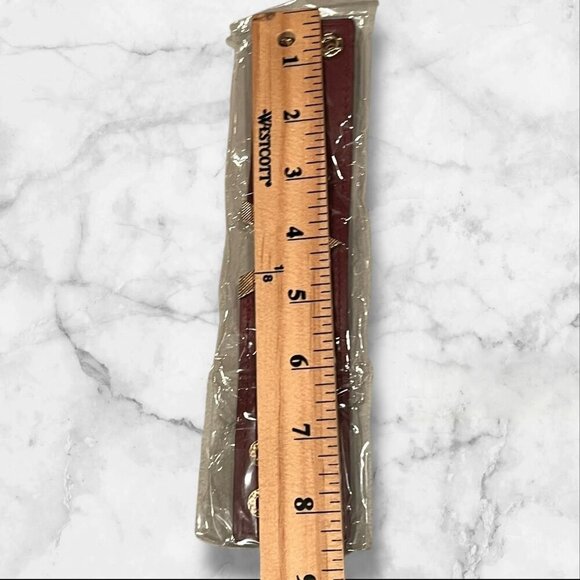 Women’s Burgundy PU Leather Bracelet With Gold "V" Detail & Snap Closure - Picture 6 of 7